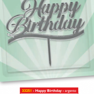 Plex happy birthday argento 10cm a.33251