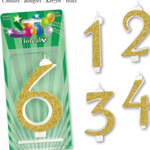 Candele grandi glitter oro 14cm