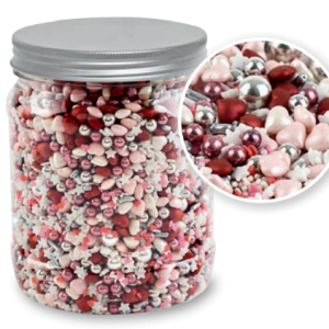 Assortimento di zucchero con cuoricini rossi e rosa - cf500gr a.25543